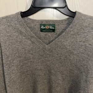 Alan Paine Mens 100% Cashmere V Neck Sweater Gray UK 46"/ 117cm EUR 54